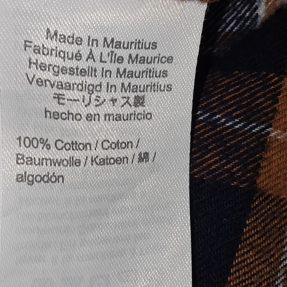 J. Crew Men's XL Plaid Flannel Shirt Navy Rust Orange 100% Cotton Lumberjack - Picture 4 of 8